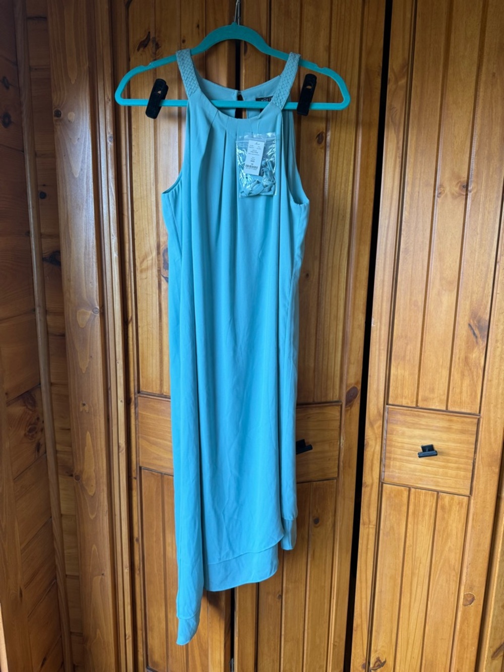 White House Black Market Aqua High-Low Sleeveless Maxi Dress